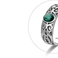 925 sterling silver vine totem charm with green crystal  handcrafted bangle gift