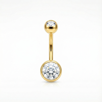 Bauchnabelpiercing aus TITAN mit Zirkonia Doppelkristallen