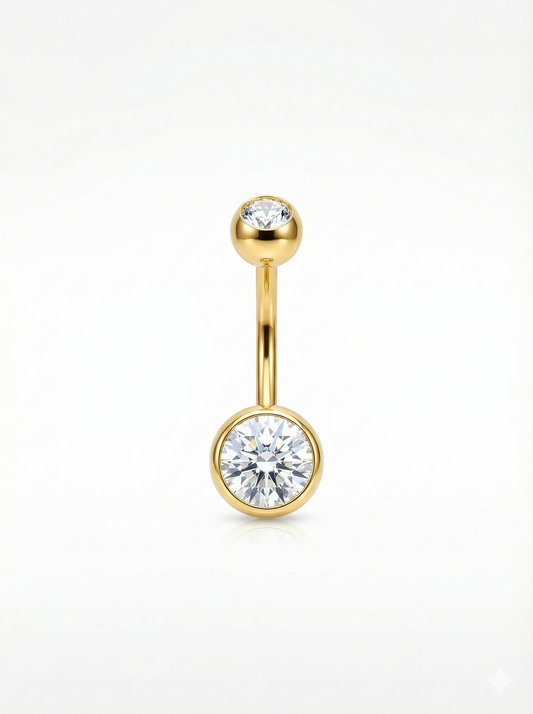 Bauchnabelpiercing aus TITAN mit Zirkonia Doppelkristallen