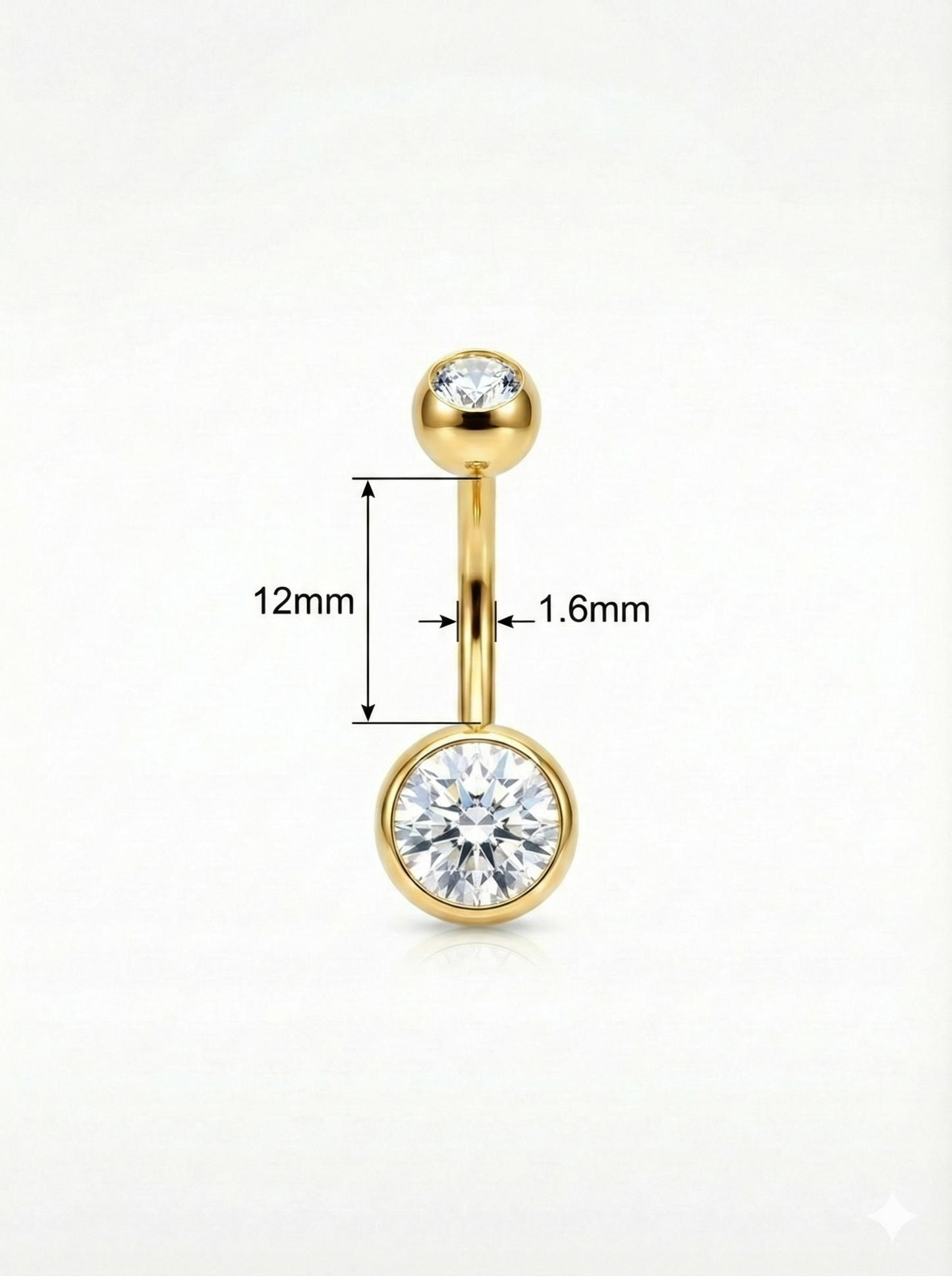 Bauchnabelpiercing aus TITAN mit Zirkonia Doppelkristallen