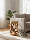 Holzhocker - Beistelltisch Blumenhocker Ablagetisch - Unikat Handgefertigt  - Rund Gedreht aus massivem Suarholz - 50x28x28 cm