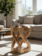 Holz Beistelltisch - Holzhocker Couchtisch - Handgefertigt - Gedreht aus hellen massivem Suarholz - 50x28x28 cm