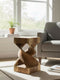 Holz Beistelltisch -  Holzhocker Couchtisch - Handgefertigt - Gedreht aus massivem Suarholz - 50x28x28 cm