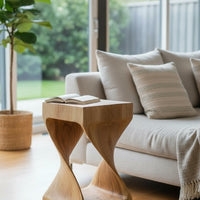Holzhocker - Beistelltisch Blumenhocker Ablagetisch - Unikat Handgefertigt  - Gedreht aus massivem Samanholz - 50x28x28 cm