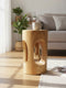 Holz Beistelltisch - Holzhocker Blumenhocker Hocker - Handgefertigt - Rund mit O-Ausschnitt Saman-Holz - 50x30x30 cm