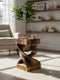 Holz Beistelltisch - Holzhocker Couchtisch - Flambierter Handgefertigt - Gedreht aus massivem Suarholz - 50x28x28 cm