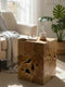 Holzmosaik Beistelltisch - Couchtisch Nachttisch Pflanzenhocker Hocker - Handgefertigt - 40&60x40x40 cm