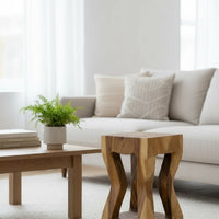 Holz Beistelltisch - Holzhocker Couchtisch Ablagetisch - Handgefertigt - Massives Suarholz - 50x28x28 cm