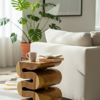 Holzhocker - Beistelltisch Blumenhocker Ablagetisch - Handgefertigt  - Natur Schlange aus massivem Suarholz- 50x30x30 cm
