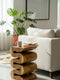 Holzhocker - Beistelltisch Blumenhocker Ablagetisch - Handgefertigt  - Natur Schlange aus massivem Suarholz- 50x30x30 cm