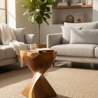 Holzhocker - Edler Beistelltisch Holz - Holz Hocker - Handgefertigter Beistelltisch aus Holz - 50x28x28cm