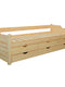 Jugendbett Gästebett Einzelbett 80x200cm - 90x200cm | 5-Schubladen | 100% Bio-Kiefer Massivholz