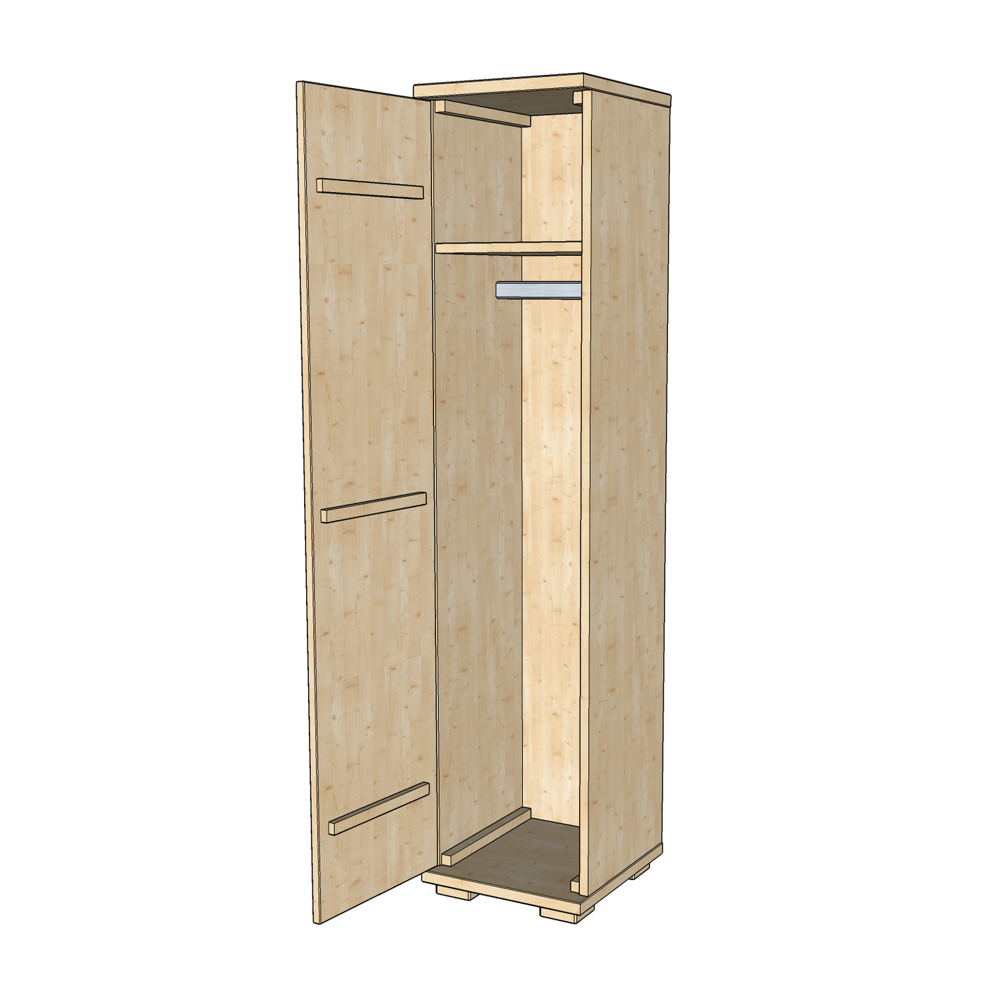 Nobis Kleiderschrank | 42 cm Tiefe 1-Türig mit Kleiderstange | 100% Bio Kiefer Massivholz