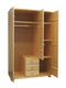 Claudia Hotel Kleiderschrank | 3-Türig | Regalböden | 3-Schubladen | 100% Bio Kiefer Massivholz