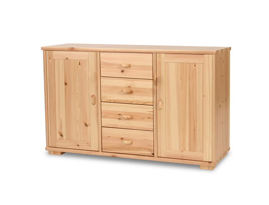 Vanessa Kommode Sideboard | Anrichte | 2-Türig mit 4-Schubladen | 100% Bio Massivholz