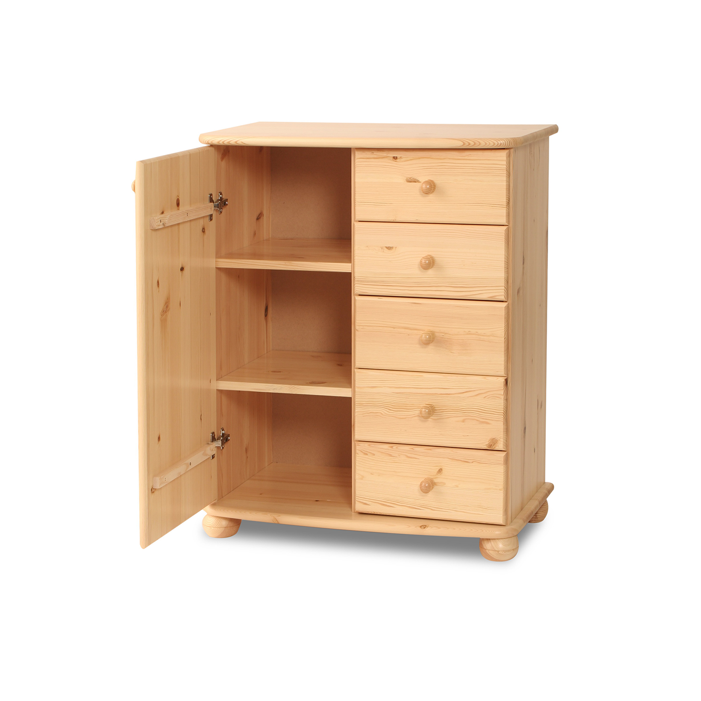 Anika Kommode Sideboard | Anrichte | 5-Schubladen | 1-Türig | 100% Bio Kiefer Massivholz