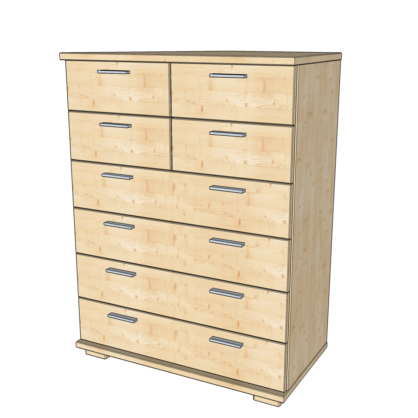 Nobis Schubladenkommode Sideboard | 8-Schubladen | 107cm hoch | 100% Bio Kiefer Massivholz