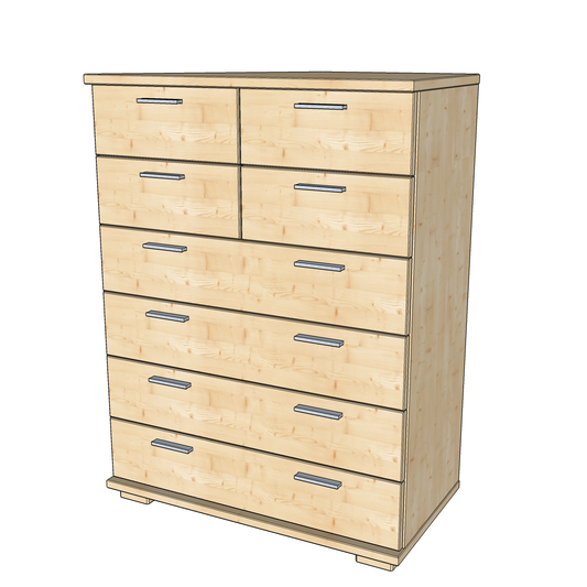 Nobis Schubladenkommode Sideboard | 8-Schubladen | 107cm hoch | 100% Bio Kiefer Massivholz