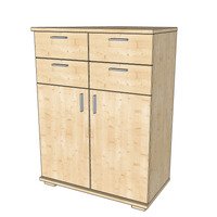 Nobis Kommode Sideboard | Anrichte | 107cm hoch | 4-Schubladen 2-Türig | 100% Bio Kiefer Massivholz