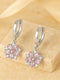 Ohrringe aus 925er Sterling-Silber, rosa Kristallblume