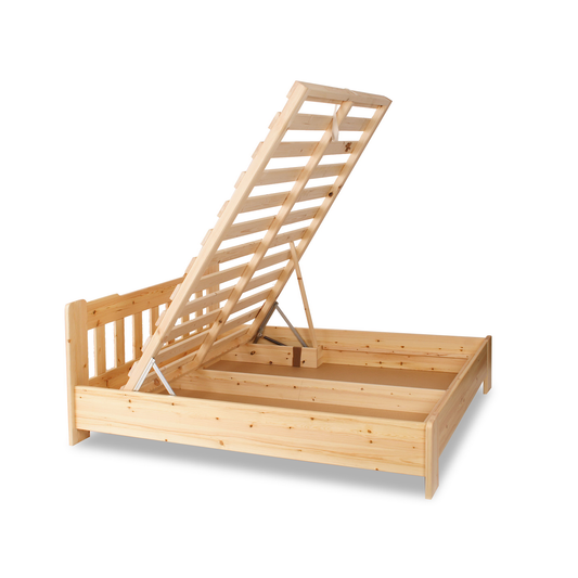 Leo Kieferbett mit Bettkasten | Massivholz | Naturholz | 100% Bio-Bett inkl. Lattenrost