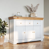 Milano Elite Massivholz Kiefer Kommode 3.3 | Farbe Weiß/Kiefer