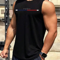 Men summer sleeveless vest – breathable letter print tank top