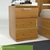 Nobis Kiefer Massivholz Nachttisch Nachtschrank | 1-Schublade 1-Türig | 100% Bio Kiefer