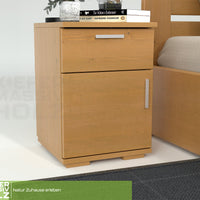 Nobis Kiefer Massivholz Nachttisch Nachtschrank | 1-Schublade 1-Türig | 100% Bio Kiefer