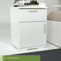 Nobis Kiefer Massivholz Nachttisch Nachtschrank | 1-Schublade 1-Türig | 100% Bio Kiefer