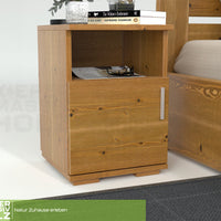 Nobis Kiefer Massivholz Nachttisch Nachtschrank | 1-Türig 1-Regal | 100% Bio Kiefer