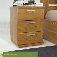 Nobis Kiefer Massivholz Nachttisch Nachtschrank | 3-Schubladen | 100% Bio Kiefer