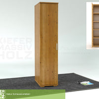 Nobis Kleiderschrank | 59 cm Tiefe 1-Türig mit Kleiderstange | 100% Bio Kiefer Massivholz