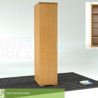Nobis Kleiderschrank | 59 cm Tiefe 1-Türig mit Kleiderstange | 100% Bio Kiefer Massivholz
