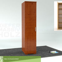 Nobis Kleiderschrank | 59 cm Tiefe 1-Türig mit Regale | 100% Bio Kiefer Massivholz