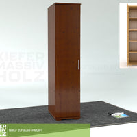 Nobis Kleiderschrank | 42 cm Tiefe 1-Türig mit Kleiderstange | 100% Bio Kiefer Massivholz