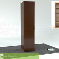 Nobis Kleiderschrank | 42 cm Tiefe 1-Türig mit Kleiderstange | 100% Bio Kiefer Massivholz