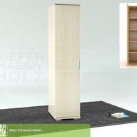 Nobis Kleiderschrank | 42 cm Tiefe 1-Türig mit Regale | 100% Bio Kiefer Massivholz