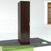Nobis Kleiderschrank | 59 cm Tiefe 1-Türig mit Regale | 100% Bio Kiefer Massivholz