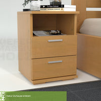 Nobis Kiefer Massivholz Nachttisch Nachtschrank | 2-Schubladen 1-Regal | 100% Bio Kiefer