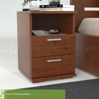 Nobis Kiefer Massivholz Nachttisch Nachtschrank | 2-Schubladen 1-Regal | 100% Bio Kiefer