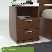 Nobis Kiefer Massivholz Nachttisch Nachtschrank | 2-Schubladen 1-Regal | 100% Bio Kiefer