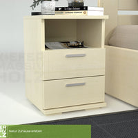 Nobis Kiefer Massivholz Nachttisch Nachtschrank | 2-Schubladen 1-Regal | 100% Bio Kiefer