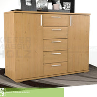 Nobis Kommode Sideboard 120-er | Anrichte | 5-Schubladen | 2-Türig | 100% Bio Kiefer Massivholz