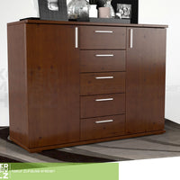 Nobis Kommode Sideboard 120-er | Anrichte | 5-Schubladen | 2-Türig | 100% Bio Kiefer Massivholz