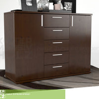 Nobis Kommode Sideboard 120-er | Anrichte | 5-Schubladen | 2-Türig | 100% Bio Kiefer Massivholz
