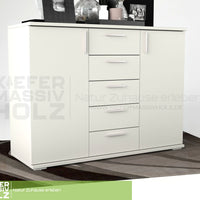 Nobis Kommode Sideboard 120-er | Anrichte | 5-Schubladen | 2-Türig | 100% Bio Kiefer Massivholz