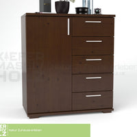 Nobis Kommode Sideboard 90-er | Anrichte | 5-Schubladen | 1-Türig | 100% Bio Kiefer Massivholz