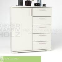 Nobis Kommode Sideboard 90-er | Anrichte | 5-Schubladen | 1-Türig | 100% Bio Kiefer Massivholz