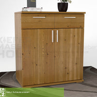 Nobis Kommode Sideboard 90-er | Anrichte | 2-Schubladen und 2-Türig | 100% Bio Kiefer Massivholz